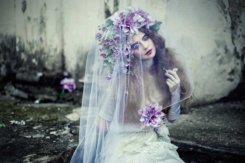 Woman in Floral Veil