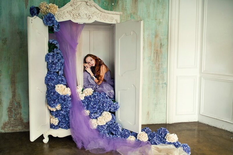 Woman in Floral Wardrobe