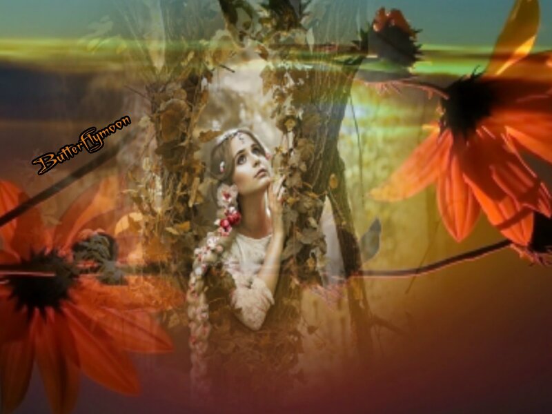 Woman in Floral Wreath — Orange