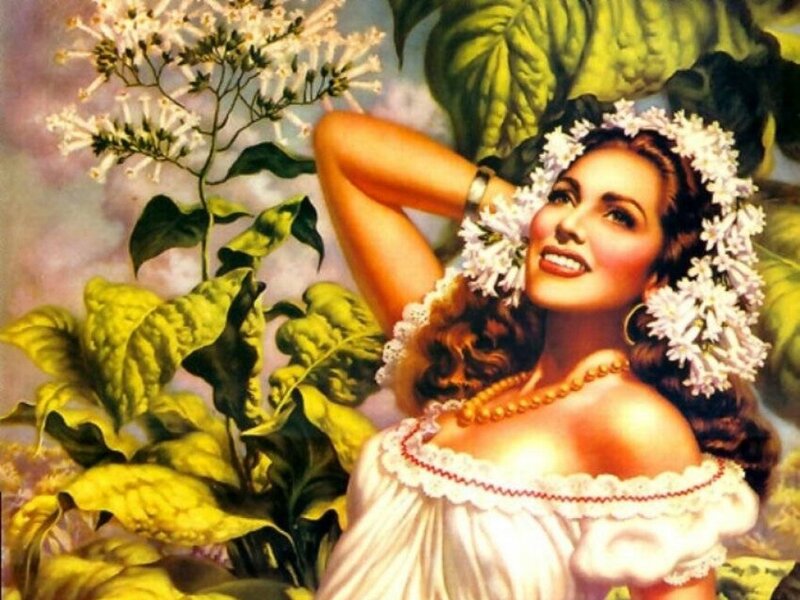 Woman in Floral Wreath — White