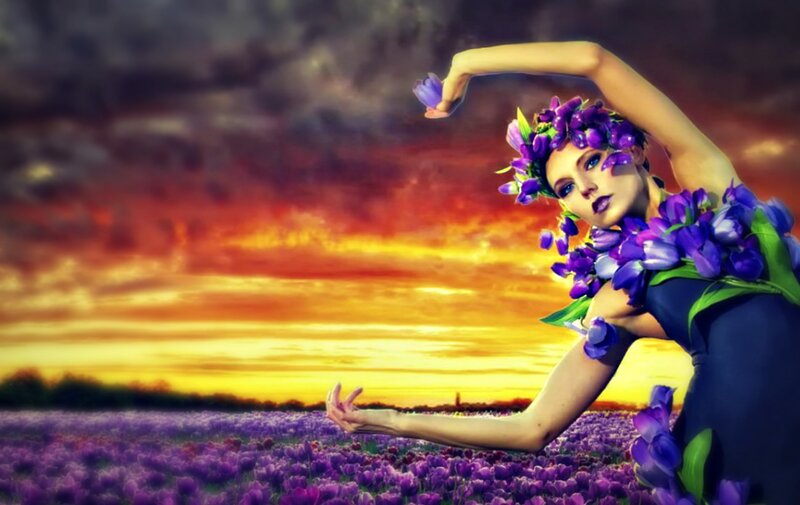 Woman in Flower Crown — Purple