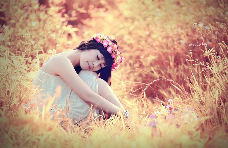 woman in flower crown