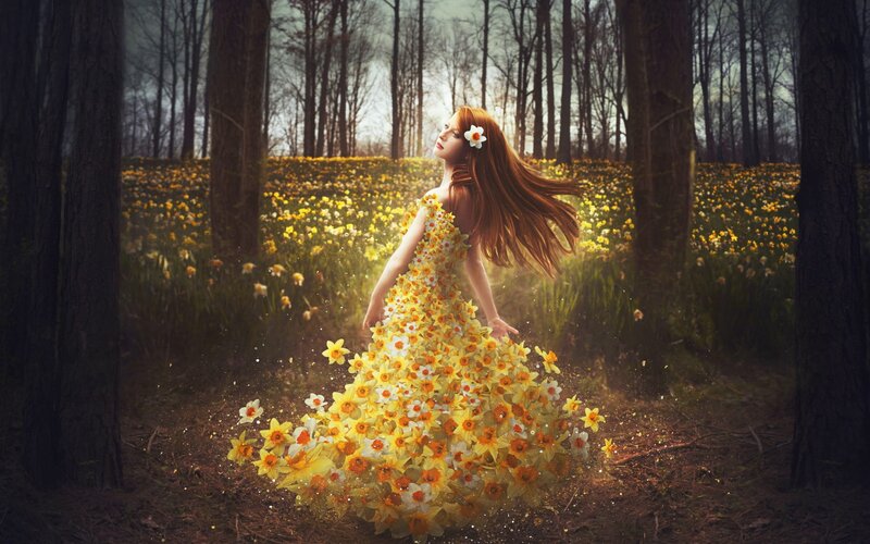 Woman in Flower Dress