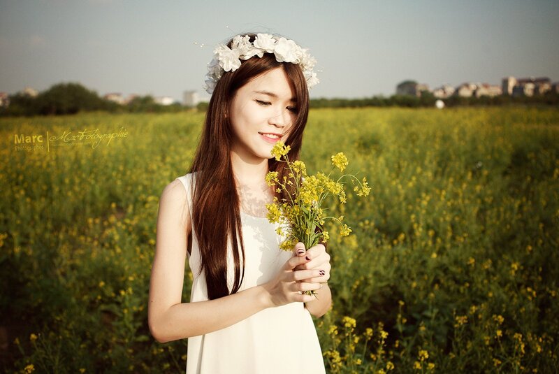 woman in flower field
