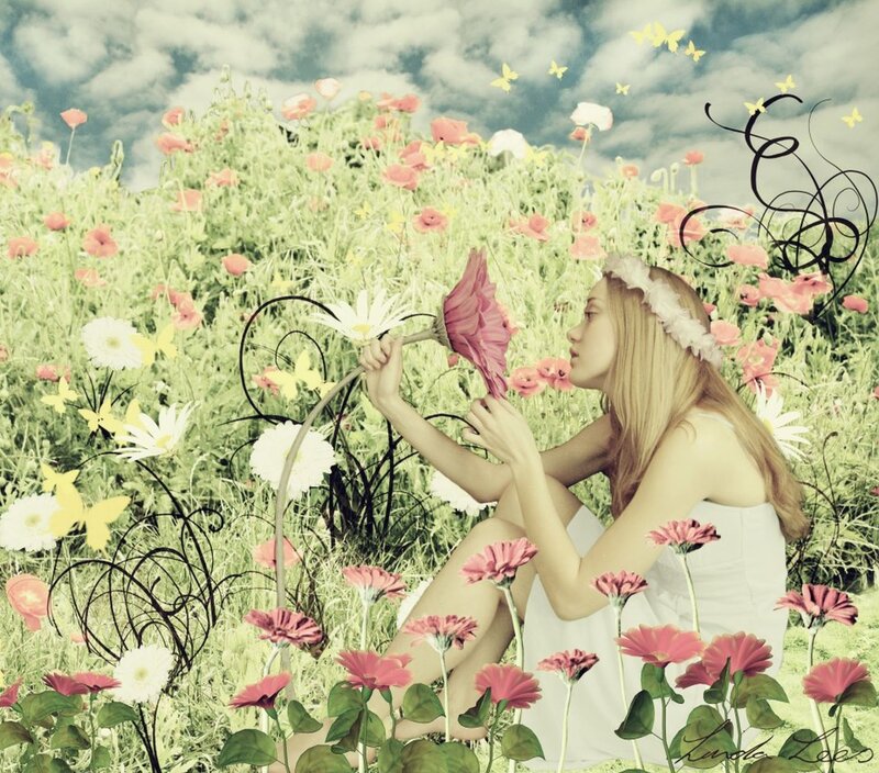 woman in flower field
