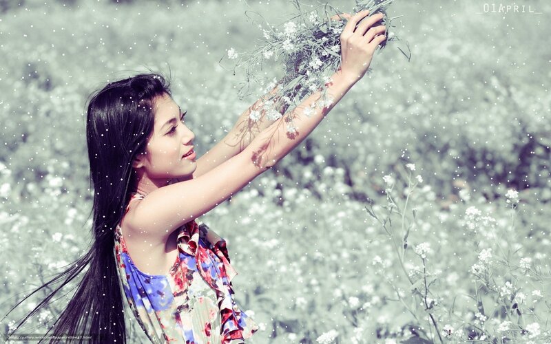 woman in flower field