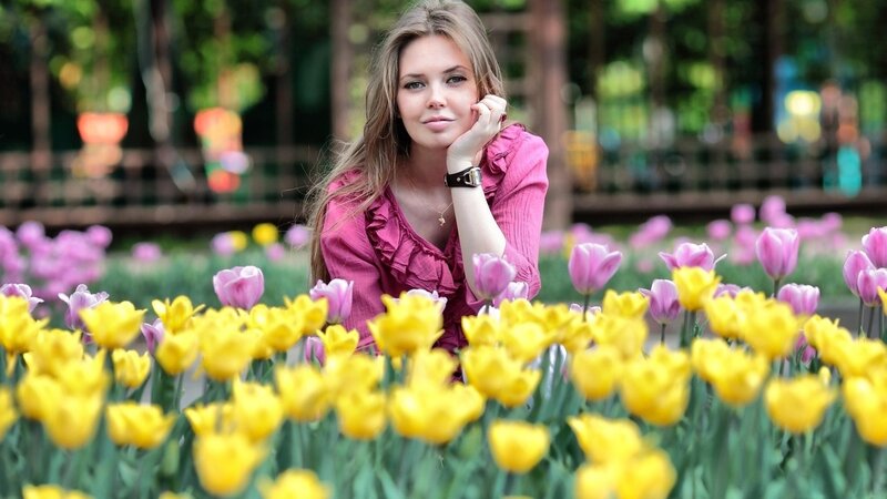 woman in flower garden