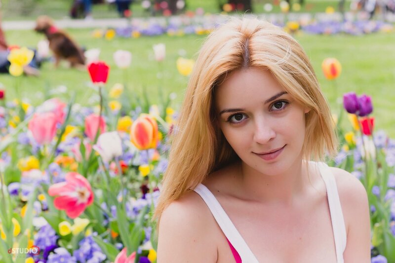woman in flower garden