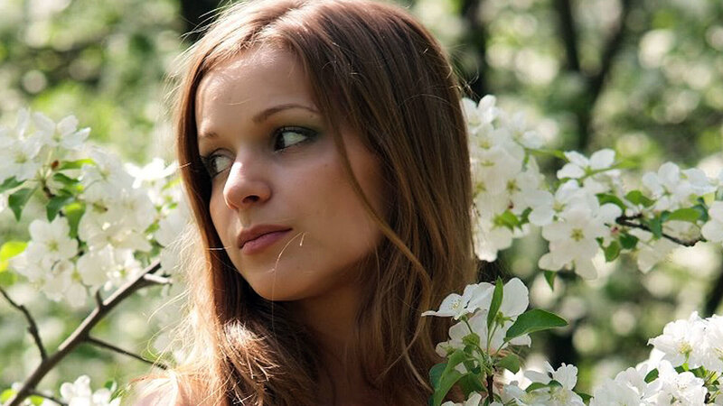 Woman in Flower Garden — White