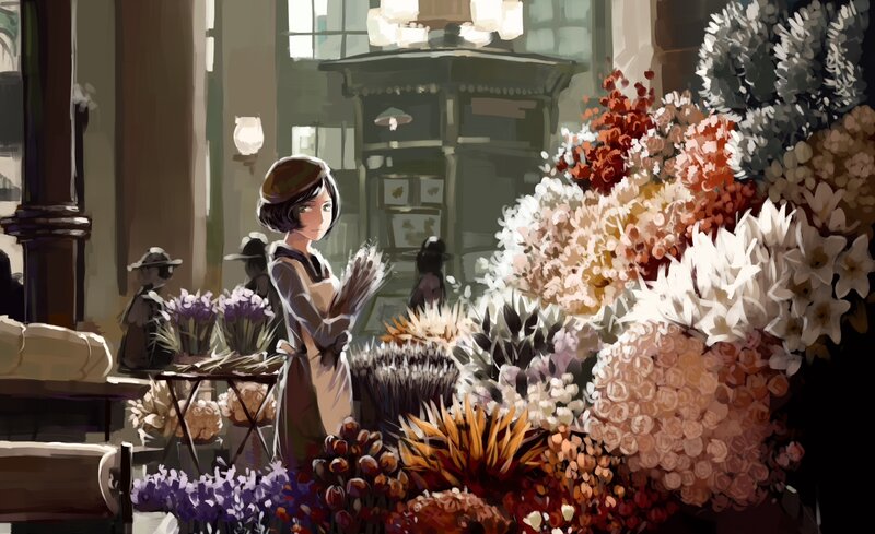 Woman in Flower Shop — Brown