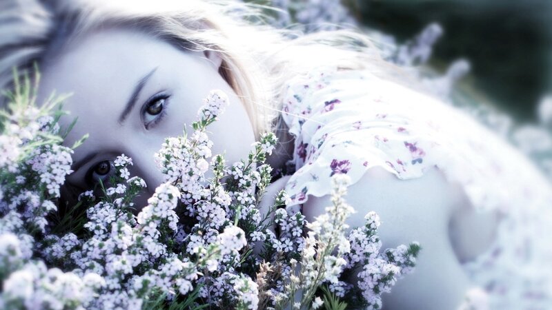 Woman in Flowers — White