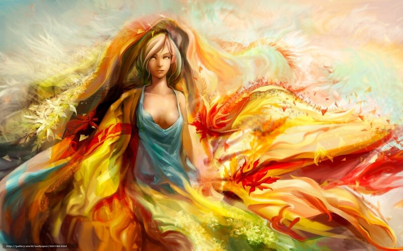 Woman in flowing autumn dress