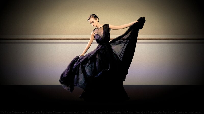 woman in flowing black dress