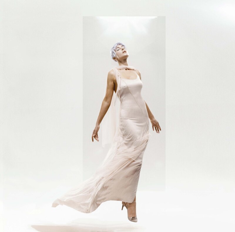 woman in flowing dress