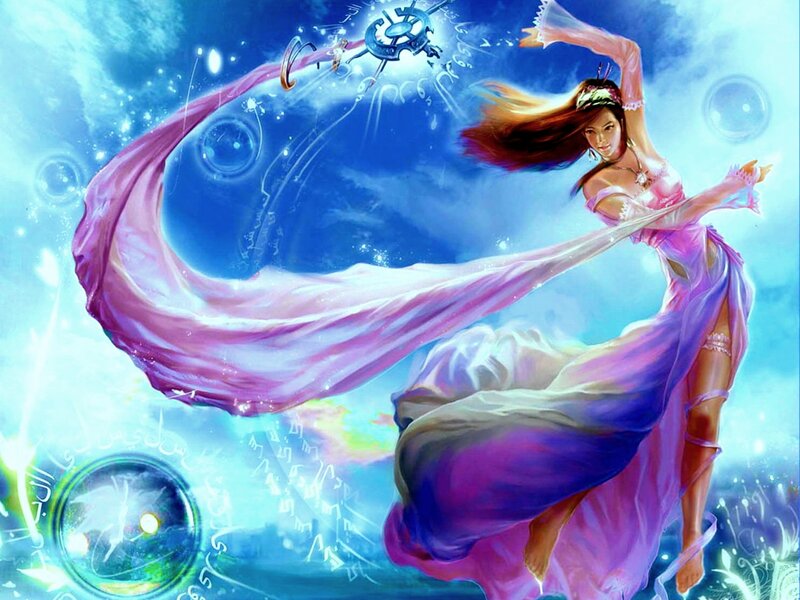 Woman in Flowing Dress — Blue, Fantasy