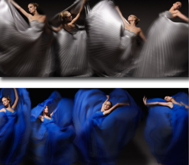 Woman in Flowing Dress — Blue
