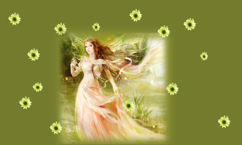 Woman in Flowing Dress — Green, Serene