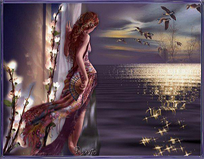Woman in Flowing Dress — Purple, Serene
