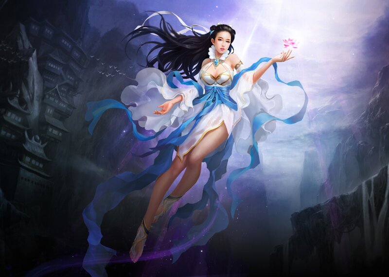 Woman in Flowing Dress — White, Serene, Night