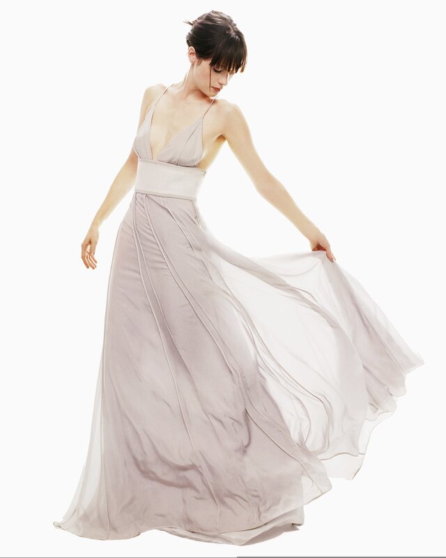 woman in flowing gown