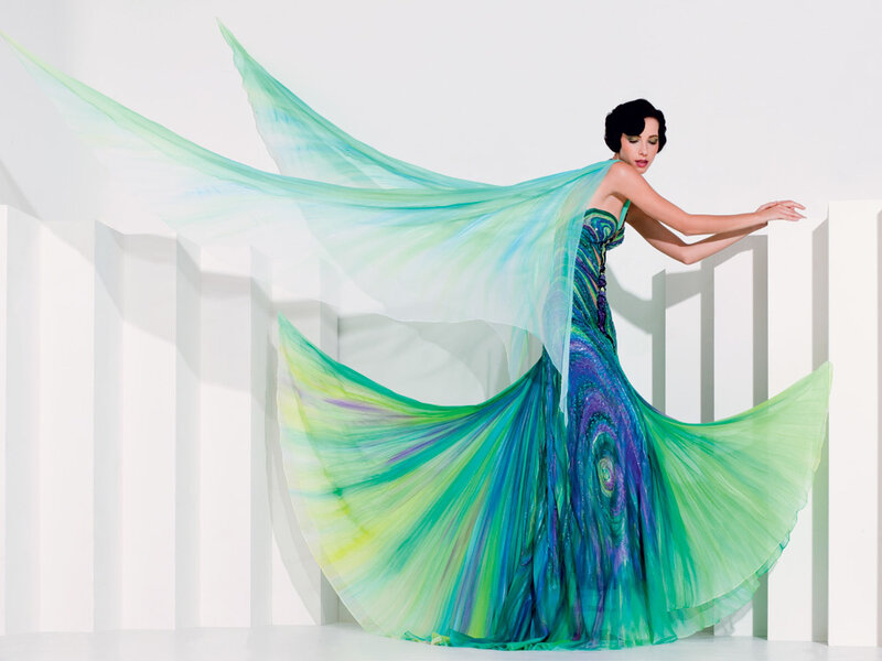 Woman in Flowing Gown — Green
