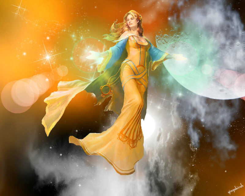 Woman in Flowing Gown — Orange