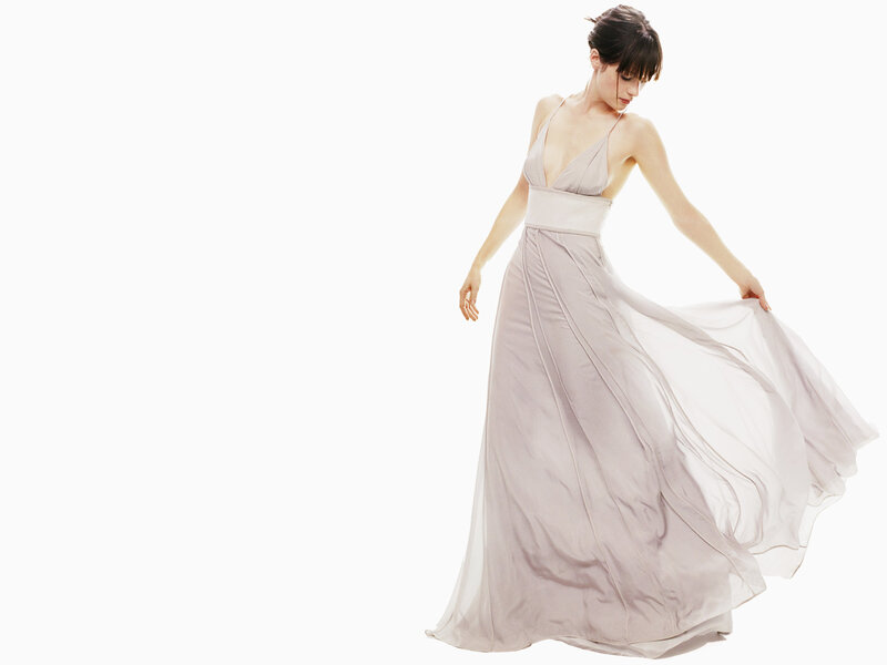 woman in flowing gown