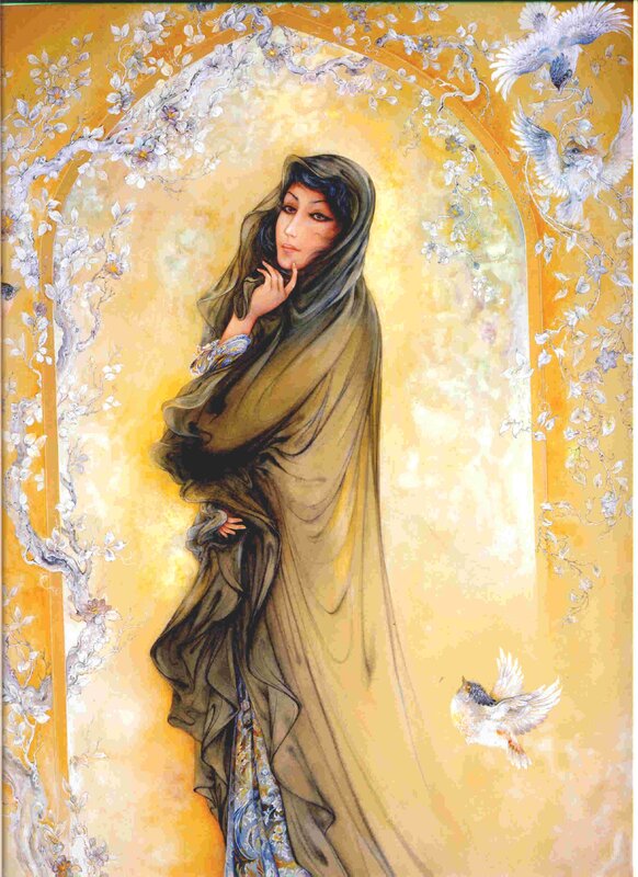 woman in flowing green cloak