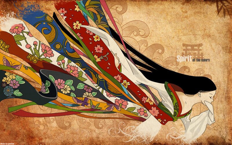 Woman in Flowing Kimono