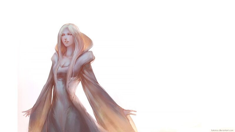 Woman in Flowing Robe — White