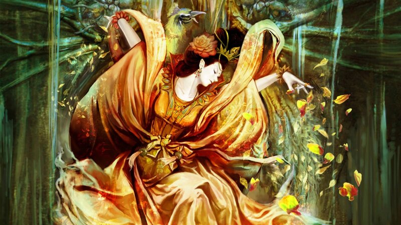 Woman in Flowing Robes — Gold