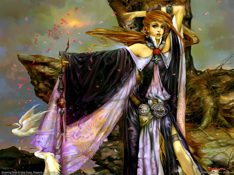 Woman in Flowing Robes — Purple, Dramatic