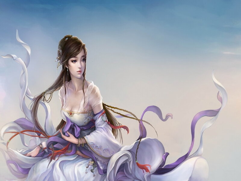 Woman in Flowing Robes — White