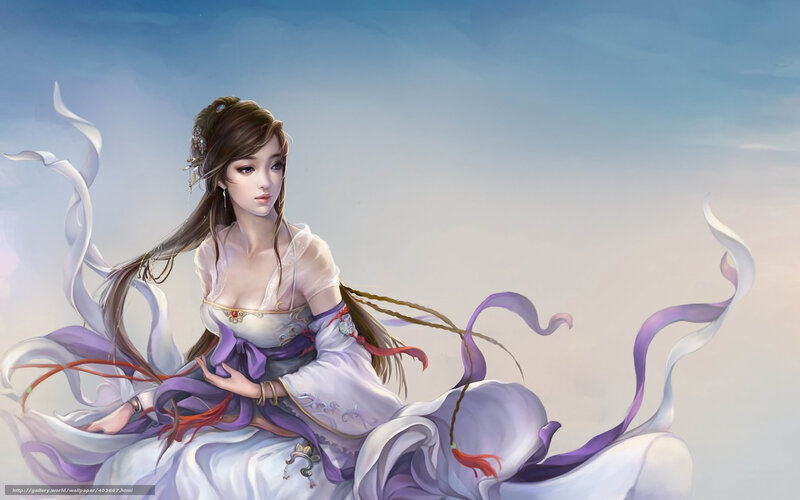 woman in flowing white dress
