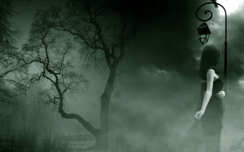 woman in foggy forest