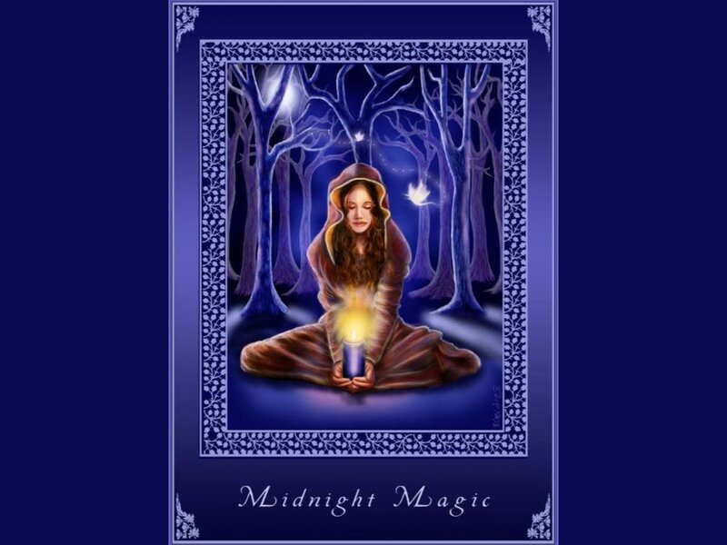 Woman in Forest at Night — Blue