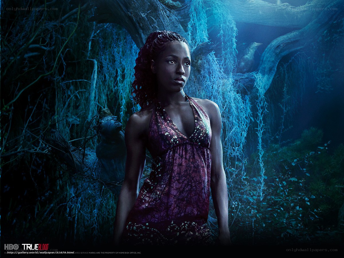 woman in forest at night