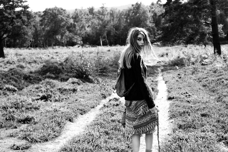 Woman in Forest — Black, Contemplative
