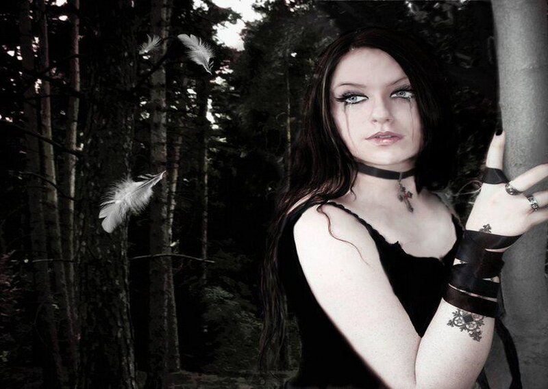Woman in Forest — Black, Dark