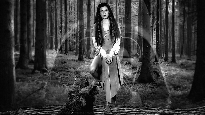 Woman in Forest — Black, Dramatic, Digital Art