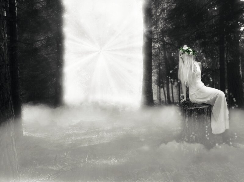 Woman in Forest — Black, Mystical