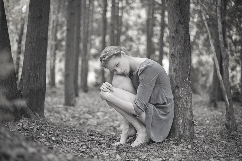 Woman in Forest — Black, Somber