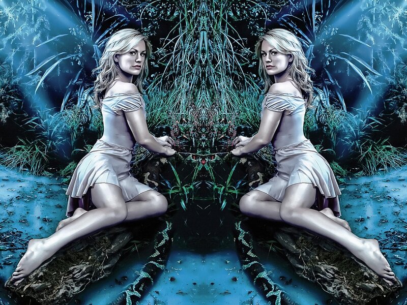 Woman in Forest — Blue, Dramatic, Night, Digital Art