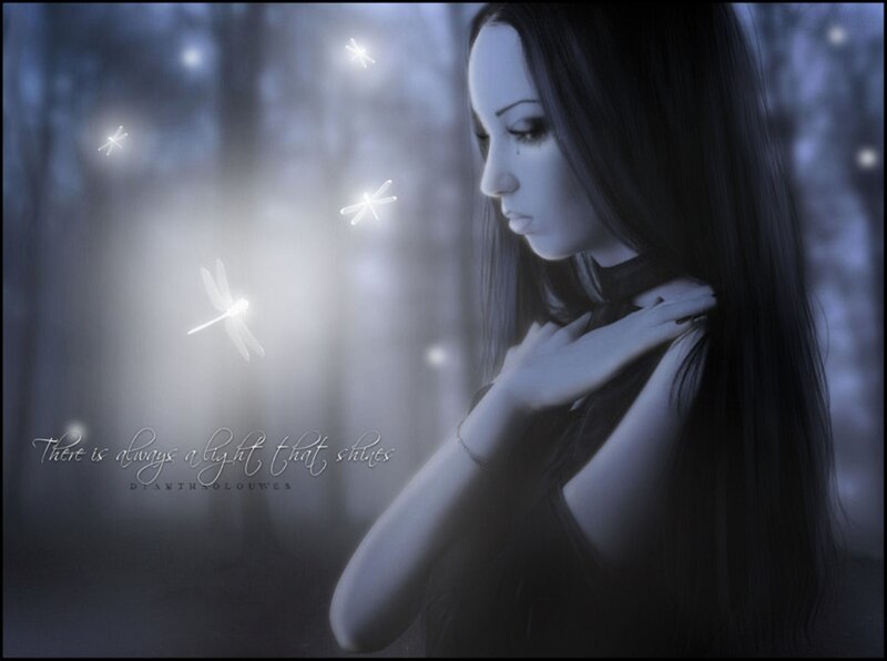Woman in Forest — Blue, Melancholic