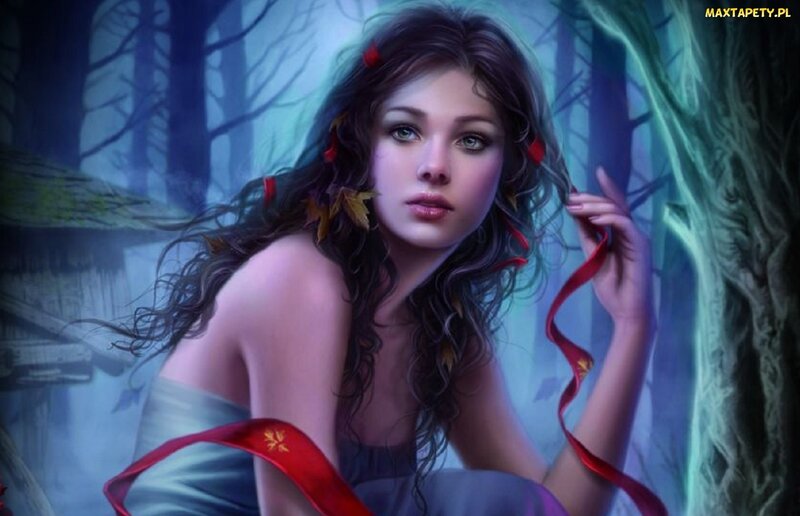 Woman in Forest — Blue, Mysterious, Night