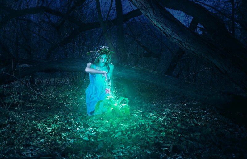 Woman in Forest — Blue, Mystical