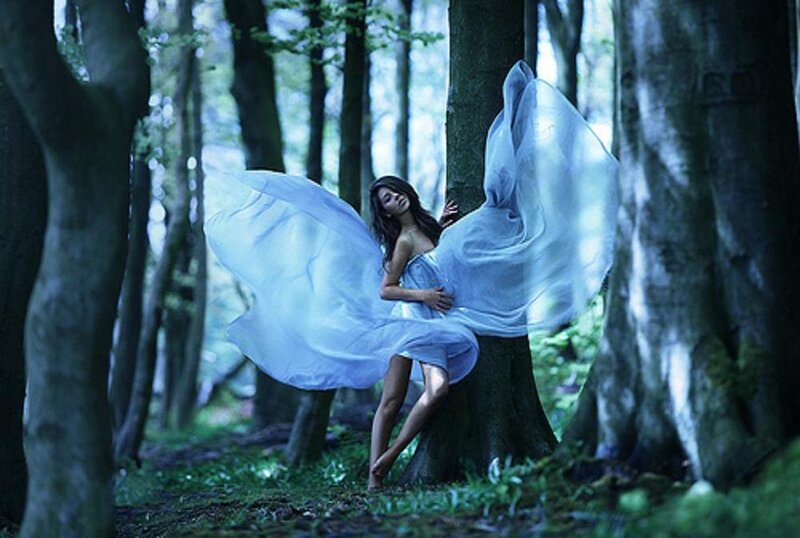 Woman in Forest — Blue, Serene