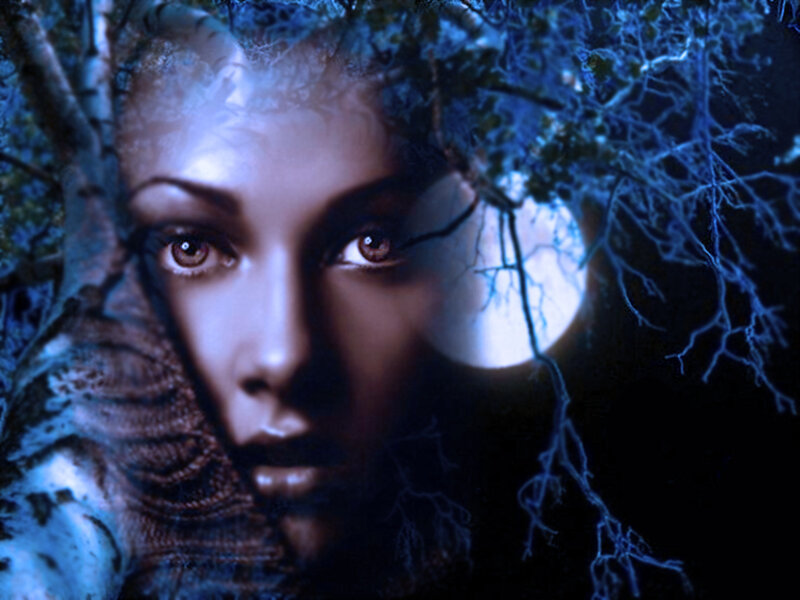 Woman in Forest — Blue