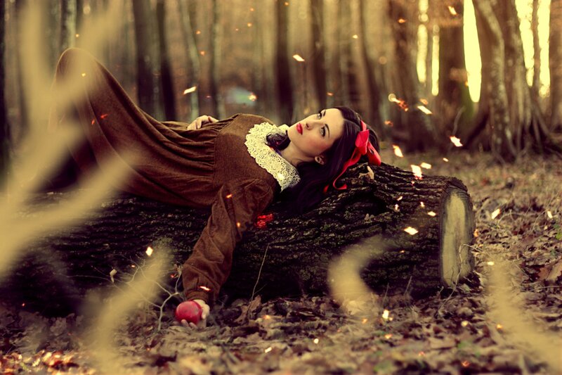 Woman in Forest — Brown, Dramatic, Autumn, Photograph