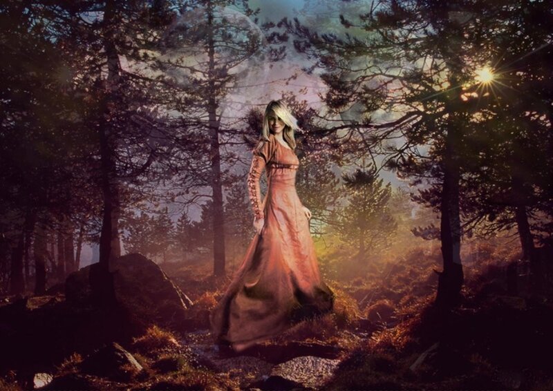 Woman in Forest — Brown, Dramatic